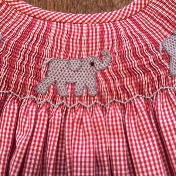 NWOT Stitchy Fish Elephant Smocked Dress, Red Mini Gingham - 6 - Picture 5 of 8